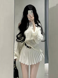 Yipinpay Fashion 3 Piece Skirt Sets Woman Slim Vest + Casual Short Blouse + Sexy Y2k Mini Skirt Party Elegant Suit 2024 Autumn