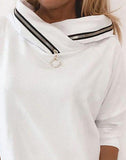 Yipinpay Woman Blouses Shirt Long Sleeve Zip Detail Casual Top Casual Sweatshirt Pullover Tops Autumn Winter New Fashion Casual