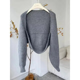 Yipinpay Autumn Elegant Knitted Suit Woman Korean Fashion 2 Piece Set Sexy Sleeveless Slim Mini Dress + Casual Short Cardigan Chic