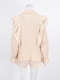 Yipinpay Butterfly Sleeve Shorts Suits With Ruffled Shirts Female Elegant Ruffles 2 Piece Sets Womens Outfits Chic Frill Sets