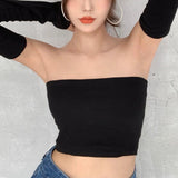 Yipinpay Female Crop Tops Solid Color Boat Neck Blouse Pullover With Long Sleeves For Summer Apricot/Black/White/Green/Purple Casual
