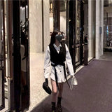 Yipinpay Up Shirts Women Shirt Two Piece Set Shirt And Short Vest Long Sleeve Shirt Women Blouse 2024 Korean Fashion Clothing