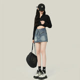 Yipinpay Blue Jean Skirt For Women Sexy 2023 Summer Korean Fashion Female Mini Black Short Denim Skirt High Quality Casual Clothes