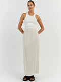 Yipinpay Patchwork High Waist Slim Long Skirt Female Solid High Street Elegant Fashion Seamless Vintage White Women's Maxi Skirt