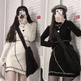 Yipinpay De Mujer Women Knit Dress Bodycon Slim Wild Long Sleeve Fungus Casual High Waist Black Women Knitting Dress Robe