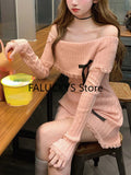 Yipinpay Autumn Sweet French Dress Women Evening Party Slim Elegant Mini Dress Office Lady Casual Outwear Dress Korean Fashion Chic