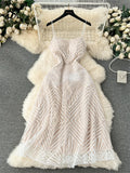 Yipinpay Fashion Temperament Long Dress Spaghetti Strap Sleeveless Design Female Solid Senior Embroidery Mesh Party Dress