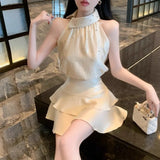 Yipinpay Woman Two Piece Set Sexy Elegant Crop Tank Tops Rhinestone Camis Slim Mini Skirts Summer Fashion Ladies Suits Chic