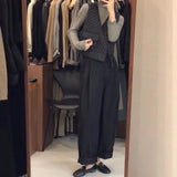 Yipinpay Women's Waistcoat Fashion Drawstring Solid Color Cotton Waistcoats Sleeveless Outerwear Winter Vest Jacket Female Black