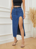 Yipinpay New Arrival Women's Irregular Slit Denim Skirt Fashion Loose Sexy Mid-Length Jeans Skirt Casual Ladies Clothing XS-L
