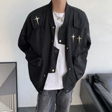 Yipinpay Men Jackets Oversized Korean Women Padded Coats Hip-hop Star Patch Loose Baseball Jacket Streetwear Pockets Cargo Windbreaker