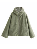 Yipinpay New Women Hooded Lambswool Coat Long Sleeve Female Autumn Winter Loose Warm Outerwear