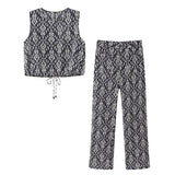 Yipinpay 2023 Women Pants Sets Black Print High Waist Pants For Women Straight Leg Woman Trousers Streetwear Casual Summer Pants