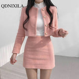 Yipinpay Spring Summer Korean Fashion Sweet Women's Suit with Skirt Two Piece Set for Women Dress Sets Matching Outfit Elegant Tweed