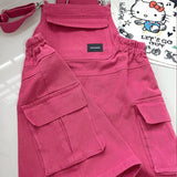 Yipinpay Fashion Women Shorts Jumpsuits And Rompers High Quality Solid Plus Size Woman Strap Rose Red Jeans Overalls Shorts Female