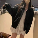 Yipinpay Korean Fashion Autumn New Jacket Women PU Tops Retro Black Leather Coat Clothes for Women Jacket Top Female Clothing