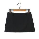 Yipinpay Y2K Low Waist Mini Skirt With Short Lining Women Gray Black Summer A Line Skirts Party