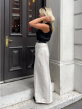 Yipinpay Patchwork High Waist Slim Long Skirt Female Solid High Street Elegant Fashion Seamless Vintage White Women's Maxi Skirt