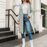 Yipinpay Winter Spring Mid-length Women's Parkas Black Cotton Padded Lace Jacket Light Thin Fashion Elegant Quilted Coats for Women