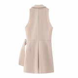 Yipinpay 2023 Woman Short Playsuit Blazer Style Jumpsuit Women Buckle Wrap Elegant Summer Woman Jumpsuit Sleeveless Combinations