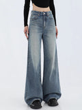Yipinpay Blue Jeans Women Y2k Streetwear Korean Fashion Straight High Waist Jean Pants Ladies Baggy Wide Leg Denim Trousers New
