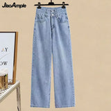 Yipinpay Spring/Summer New Matching Set Women's Casual Stripe Sunscreen Shirt+Vest+Jeans Three Piece Korean Elegant Denim Pants Set