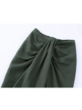 Yipinpay Knot Pencil Long Skirt Women High Waist Pleated Split Skirt Sets Streetwear Summer Skirts Woman 2023 Elegant Midi Skirts