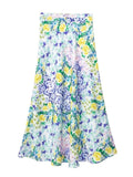 Yipinpay Floral Skirt Woman Summer Midi Satin Skirt Women High Waist Long Skirts For Women Fashion 2023 Elegant Women's Skirts
