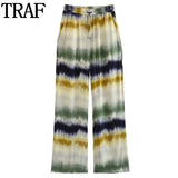 Yipinpay Women Pants Tie Dye High Waist Pants For Women Summer Casual Baggy Pants Woman Streetwear Straight Leg Women's Trousers