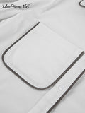 Yipinpay Patchwork Cotton Linen Shorts Sets Womens 2 Pieces Fashion Lantern Sleeve Blouses Vacation Outfits Hot Short Suits