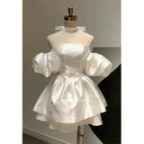 Yipinpay New High end Unique Light Luxury Off Sholuder Strapless Dresses for Women Spicy Girl Waist Slimming A-line Short Dress