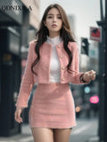 Yipinpay Spring Summer Korean Fashion Sweet Women's Suit with Skirt Two Piece Set for Women Dress Sets Matching Outfit Elegant Tweed