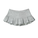 Yipinpay Summer 2024 Y2K Gray Side Zipper Pleated Mini Skrit Women Sexy Low Waist Short Skater Skirts