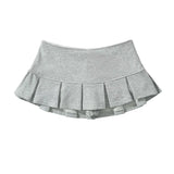 Yipinpay Summer 2024 Y2K Gray Side Zipper Pleated Mini Skrit Women Sexy Low Waist Short Skater Skirts