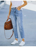 Yipinpay New Women's High Stretch Ripped Jeans Fashion Slim Denim Pencil Pants Street Casual Female Clothing S-2XL Drop Shipping
