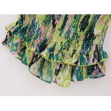 Yipinpay Off Shoulder Crop Tops For Women Print Ruffle Top Female Strapless Sleeveless Backless Top Women Summer Sexy Tops Woman