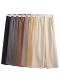 Yipinpay 2024 Women Fashion Side Pockets Patchwork Straight Pants Vintage High Waist Zipper Fly Female Casual Trousers Mujer