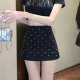 Yipinpay Women Skirts Rhinestone Elegant 2023 New High Waist Slim Wrap Hip Mini Skirt Sexy Fashion Ladies Clubwear Faldas Mujer