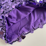 Yipinpay Champagne Sequin Mini Skirts For Women Fashion Sexy Shiny High Waist Aline Skirt Purple Glitter Evening Party Club Female