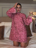 Yipinpay Shining Sequin Mini Dress For Women Long Sleeve Bowknot Chic Short Dresses Female Elegant Holiday Evening Party Looks