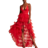 Yipinpay Women Tulle Skirt, Solid Color Mesh Tied-Up Irregular Floor-Length Party Skirt for Wedding Guest, Dinner, Cocktail Party