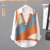 Yipinpay and Autumn New Knitted Vest Tank Top Loose Sweater Women's Coat Head Knitted Shirt Art Women's Wear