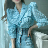 Yipinpay Puff Long Sleeve Blusas Mujer De Moda 3D Blouse Loose Tops Casual Pink Shirt Korean Style Women Shirts Camisas