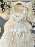 Yipinpay 2024 Lace Mesh Sensual Bodysuits Women Tansparent Backless Slim Playsuits Korean Hollow Out Erotic Underwear Rompers