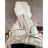 yipinpay Women Vintage Beige High Waist Cargo Pants Fashion Pocket Baggy Straight Y2K Wide Leg Pants Street Mopping Trouser Ladies Summer