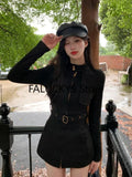 Yipinpay Mid-length Stand-up Collar Slim Jacket Elegant Deerskin Velvet Belt Waisted Long-sleeved Women's Trench Coat Jacket New