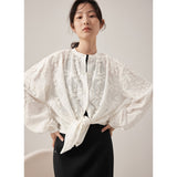 yipinpay Women Shirt Spring White Shirt Embroidery Fashion Leisure 2023 NEW Female Thin Long Sleeve Chic Comfortable Casual Blouse Tops