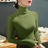 Yipinpay Fashion Autumn Winter Female Turtleneck Fleece Stretch Shirt Women Long Sleeve T-shirt Warm Basic Pullover Bottoming Tops