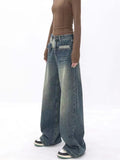 Yipinpay Streetwear Loose Denim Trousers Female Gyaru Clothes Vintage Wide Leg Baggy New Jean Women Autumn High Waist Pants Woman
