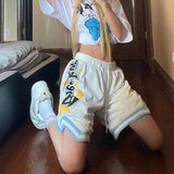 Yipinpay retro alphabet print five-point shorts women's 2023 new summer trend loose casual sports pants couples all-match shorts